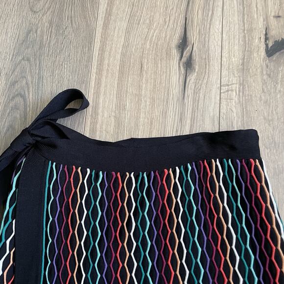 NBD Revolve Benton True Wrap Mini Skirt sz M Color Blush multi Pink and Black - Picture 5 of 12